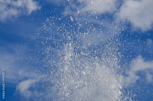 The spray of water