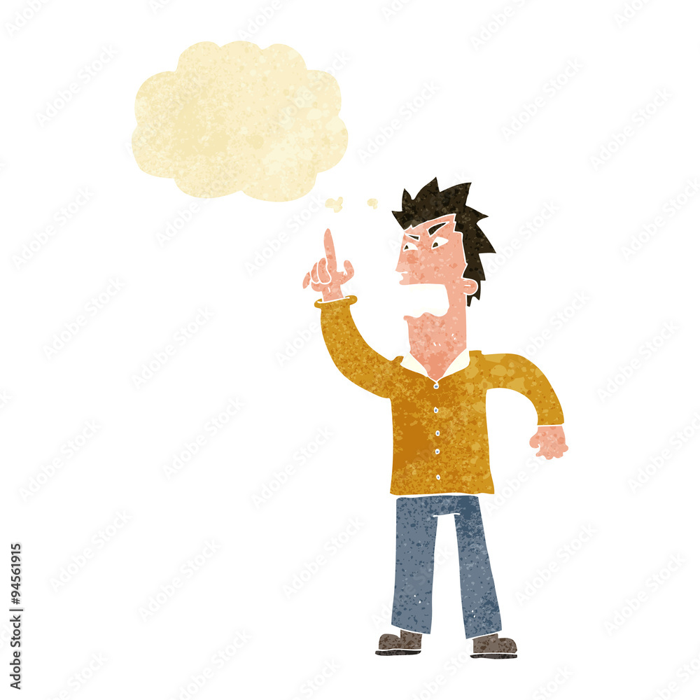 cartoon angry man making point with thought bubble cartoon angry man making point with thought bubble