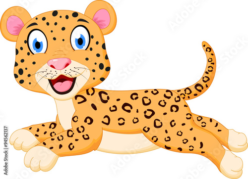 Cute leopard cartoon jumping 