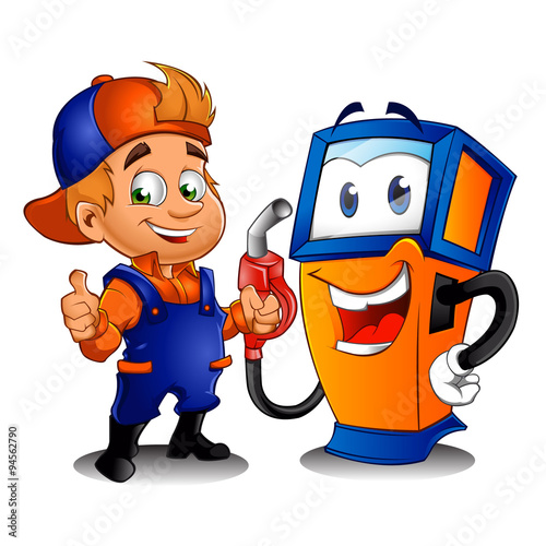 Serviceman with gas pump
