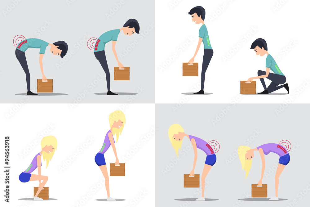 Proper and improper lifting vector flat illustration