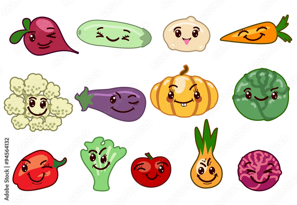 Vegetables kawaii characters Vegetables kawaii characters