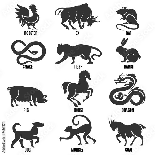 Chinese zodiac signs icons