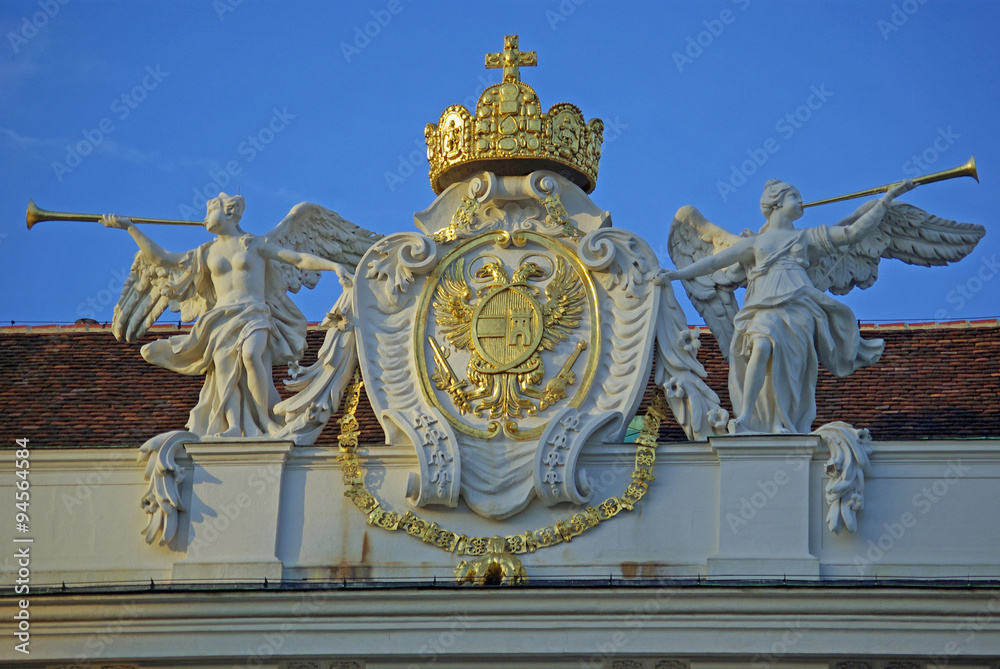 Vienne, anges à la trompette au palais impérial de la Hofburg, Autriche