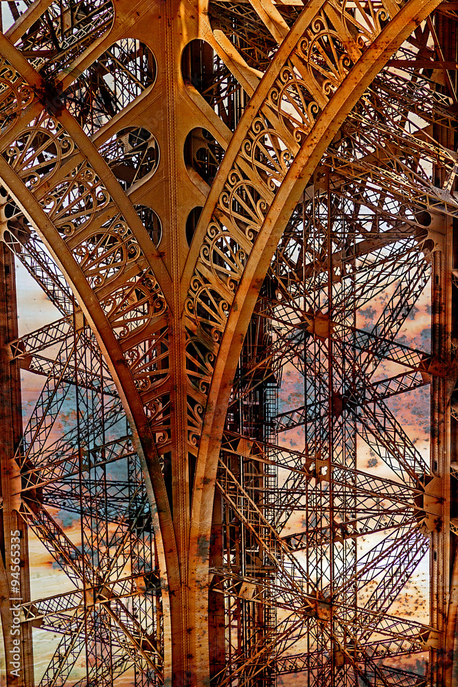 Rusty background  with Eiffel tower 9