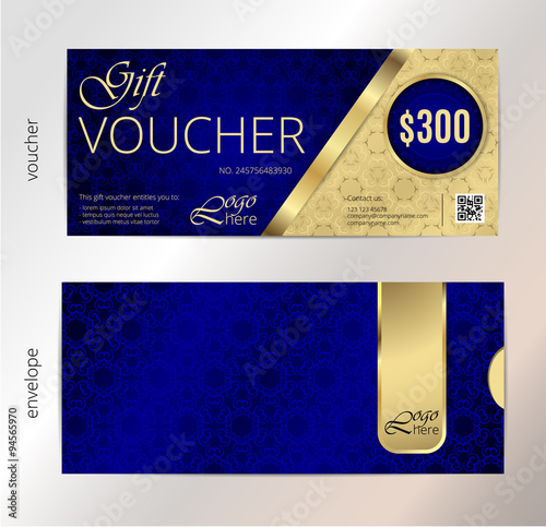 Vector illustration,Gift voucher template with clean and modern pattern.