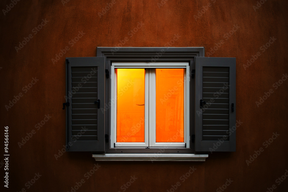 Obraz premium Red window at Plaka - Athens