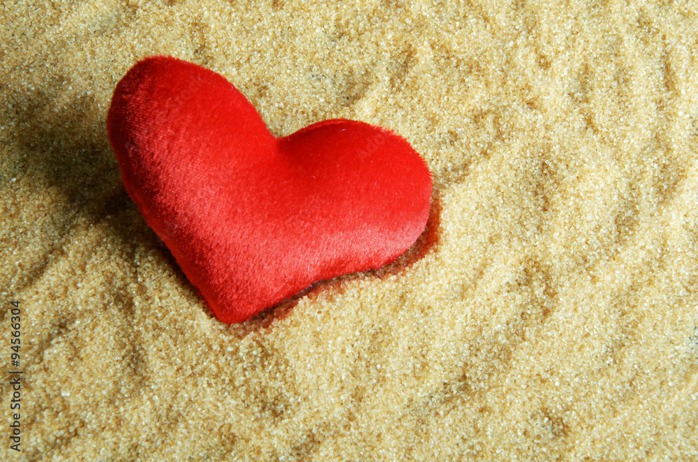 red heart with granulated brown sugar back ground red heart with granulated brown sugar back ground