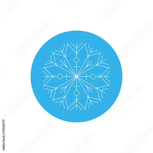 Linear Icon of a Snowflake, Merry Christmas and Happy New Year, Icon of a Christmas Decoration, Colorful Round Icon Snowflake,Vector Illustration