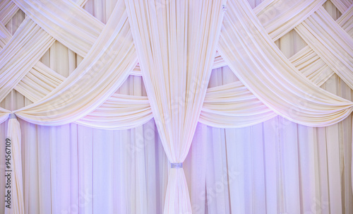 White curtain in the wedding hall