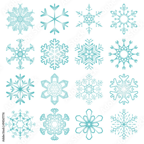 collection of blue snow flakes