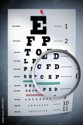 Composite image of magnifying glass