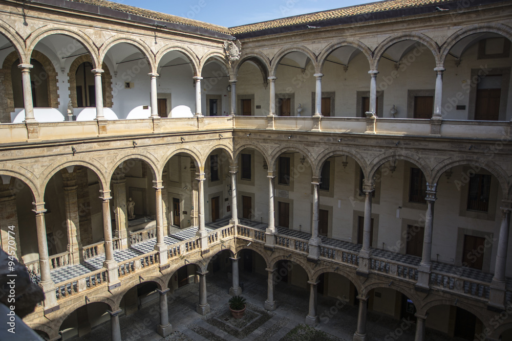 Courtyard of Palazzo dei Normanni in Palermo