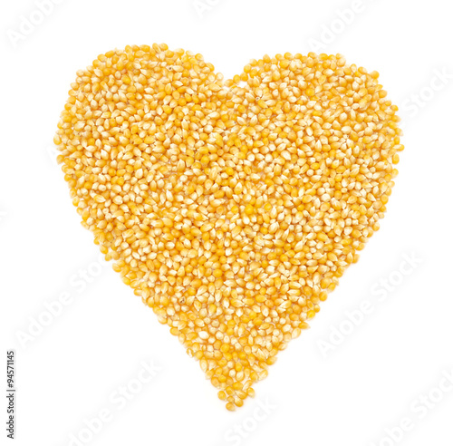 Corn. Heart made of corn grains