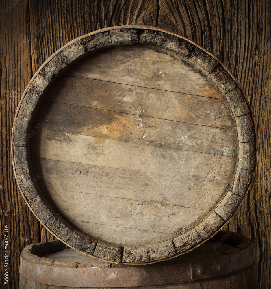 barrel for wine and beer in the basement