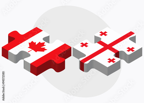 Canada and Georgia Flags in puzzle