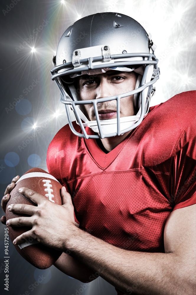 Portrait of serious american football player 
