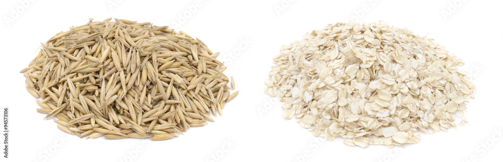 Oat grains and oat flakes
