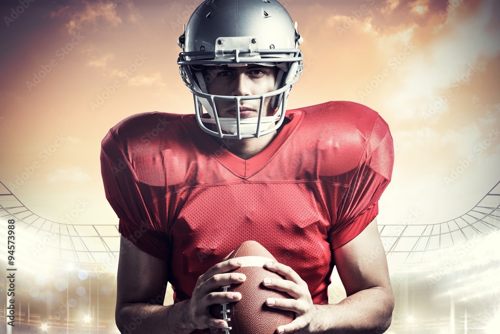 Portrait of confident american football player