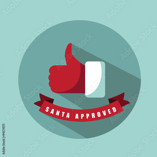 Santa approved thumbs up flat design EPS 10 vector stock illustration