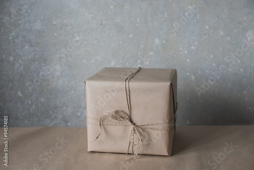 Gift boxes in kraft paper tied with twine, lifestyle, holiday, gift, celebrate, greeting