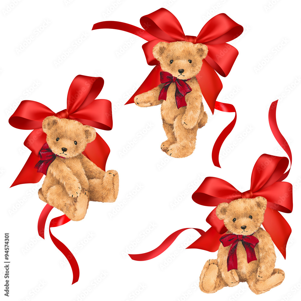 可愛いクマとリボンの飾り Stock イラスト Adobe Stock