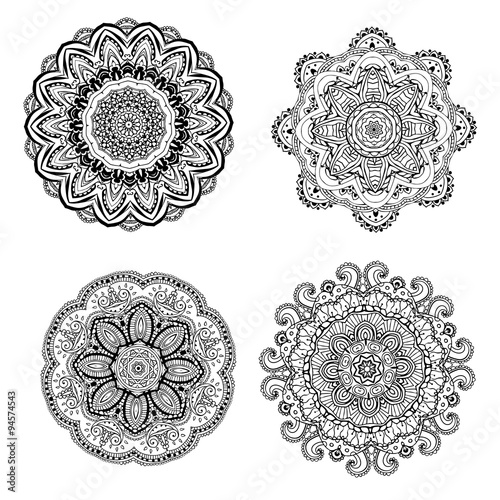 Ornament black white card with mandala