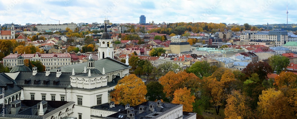 Vilnius town aerial view from Gediminas castle tower