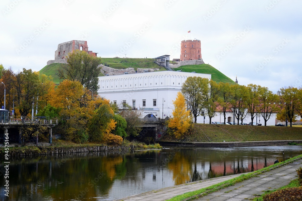 Autumn in Vilnius city - Old castle on Gediminas hill