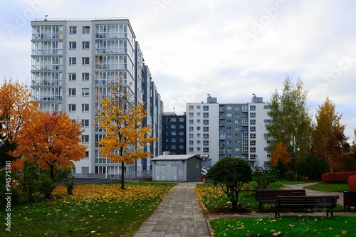 Autumn in Vilnius city Pasilaiciai district on October 24, 2015