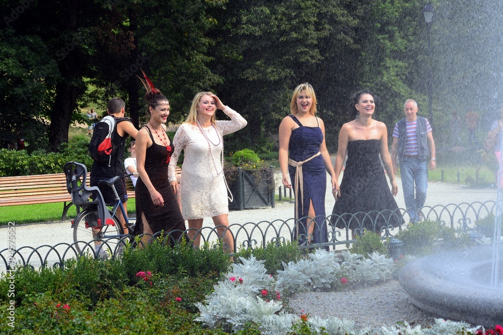 Girls in bernardinu garden in Vilnius town