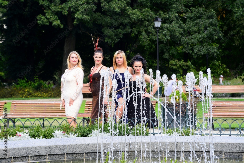 Girls in bernardinu garden in Vilnius town