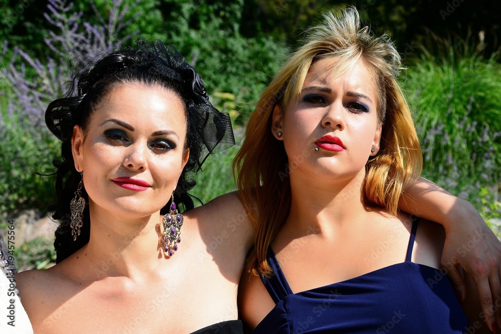 Girls in bernardinu garden in Vilnius town on August 23, 2015