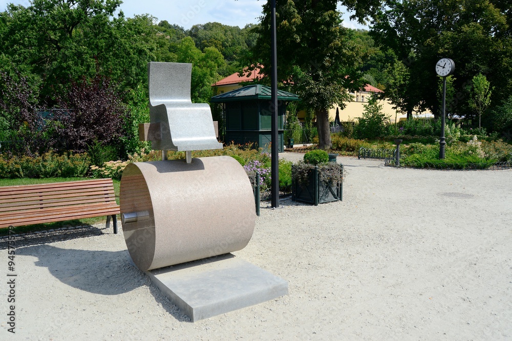 Sculpture in bernardinu garden in Vilnius town