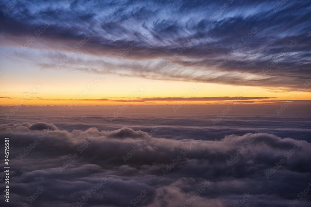 View from a mountain top above the clouds