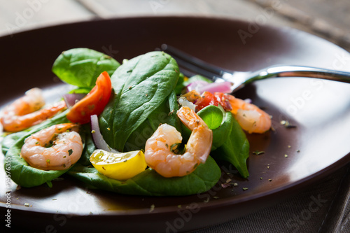 Spinach salad and shrimp