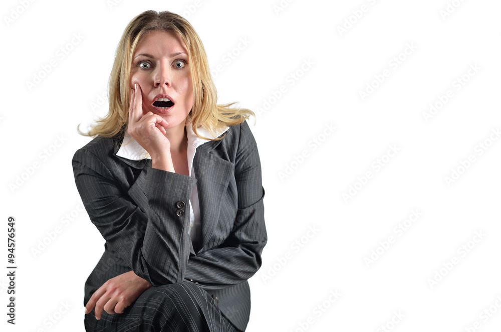 portrait of attractive caucasian woman isolated on white studio portrait of attractive caucasian woman isolated on white studio
