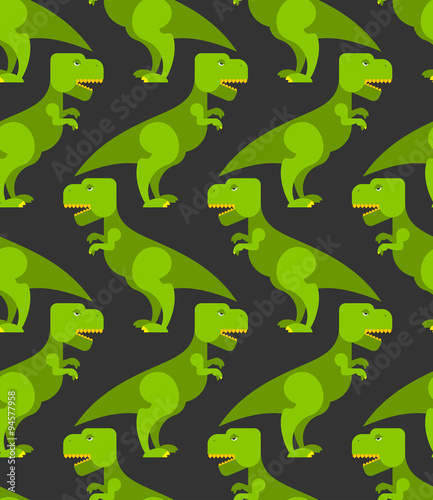 Tyrannosaurus t-rex seamless pattern. Background of  big green p
