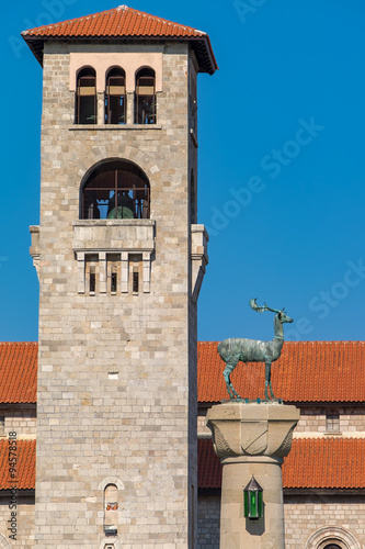 Tower and Deer. Rhodes, Greece photo