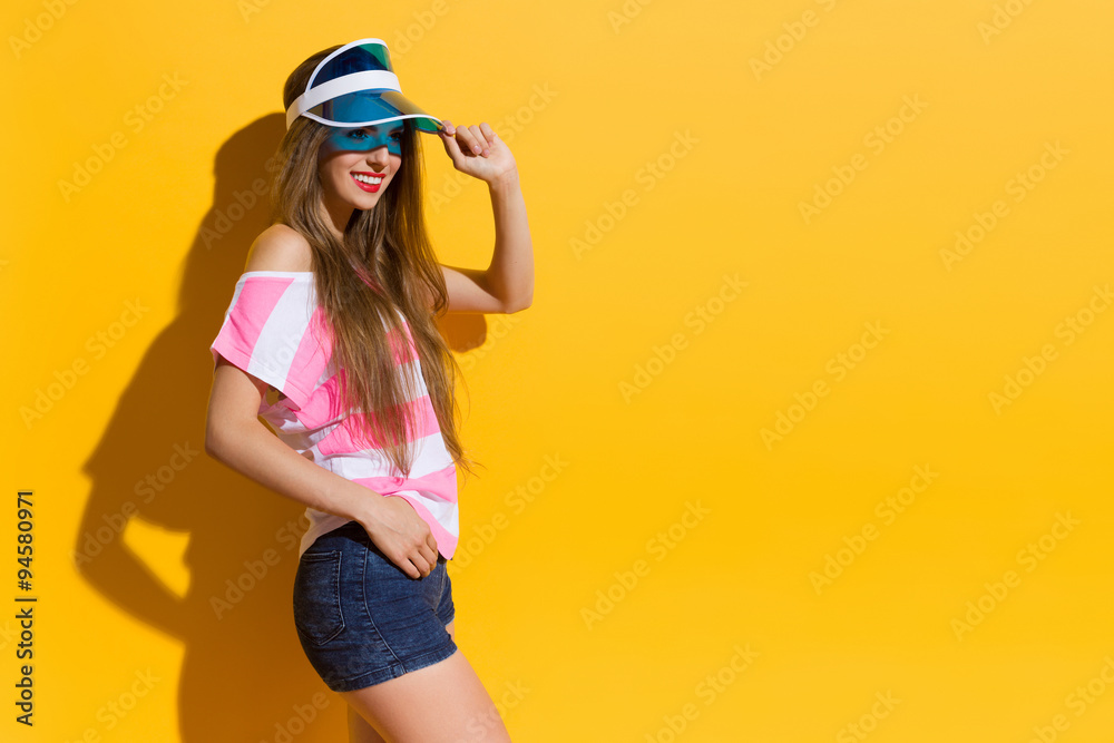 Summer Girl Against Yellow Wall Summer Girl Against Yellow Wall