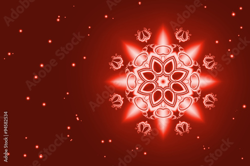 Christmas red card with snowflake