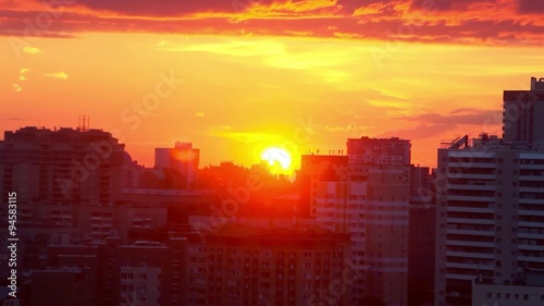 Timelapse of beautiful Cityscape Sunset at Novosibirsk.  photo