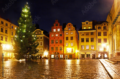 The main square in Gamla Stan at Christmas night.