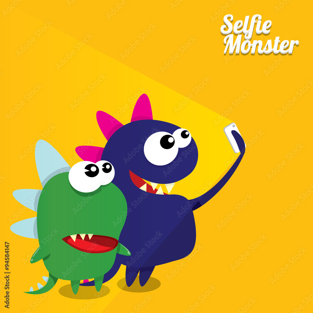 Monster Taking Selfie Photo on Smart Phone Monster Taking Selfie Photo on Smart Phone