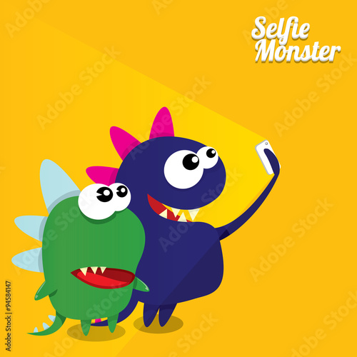 Monster Taking Selfie Photo on Smart Phone