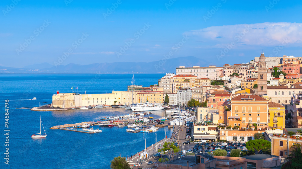 Cityscape of old Gaeta town in summer