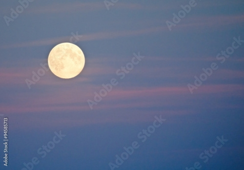 Photography Brilliant full moon on pink and blue sky, Stockholm, Sweden in October
