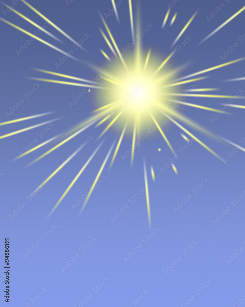 Sun in Blue Sky Background Stock Illustration | Adobe Stock