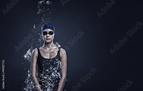 Fototapeta Naklejka Na Ścianę i Meble -  Female swimmer. Concept image