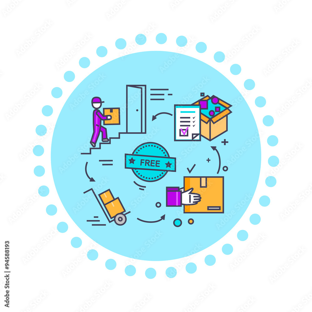 Fototapeta premium Free Shipping Concept Icon Flat Design